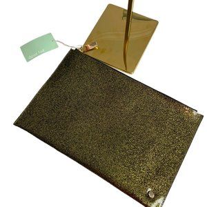 NWT DEUX LUX Womens Gold Pouch Clutch Bag Zip Closure Shimmer Interior Lining
